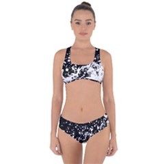 Black And White Splash Texture Criss Cross Bikini Set by dflcprints