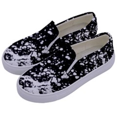 Black And White Splash Texture Kids  Canvas Slip Ons