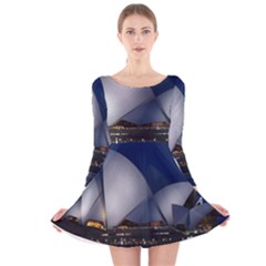 Landmark Sydney Opera House Long Sleeve Velvet Skater Dress by Nexatart