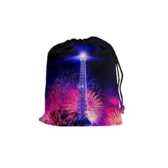 Paris France Eiffel Tower Landmark Drawstring Pouches (medium)  by Nexatart