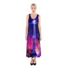 Paris France Eiffel Tower Landmark Sleeveless Maxi Dress by Nexatart