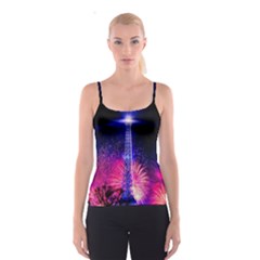 Paris France Eiffel Tower Landmark Spaghetti Strap Top by Nexatart