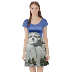 Mount Rushmore Monument Landmark Short Sleeve Skater Dress by Nexatart