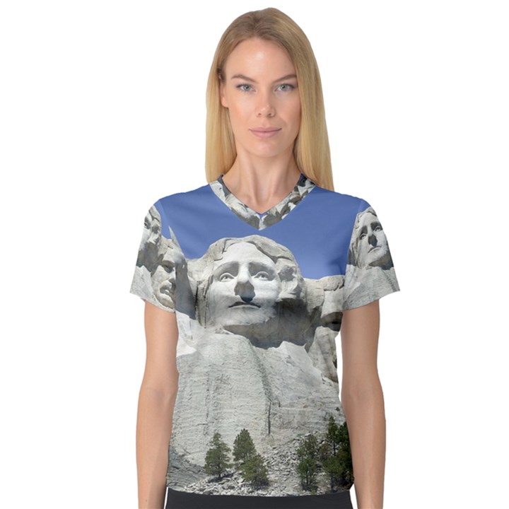 Mount Rushmore Monument Landmark V-Neck Sport Mesh Tee