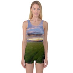 Landscape Sunset Sky Sun Alpha One Piece Boyleg Swimsuit by Nexatart