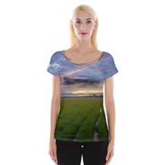 Landscape Sunset Sky Sun Alpha Cap Sleeve Tops by Nexatart