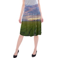 Landscape Sunset Sky Sun Alpha Midi Beach Skirt by Nexatart