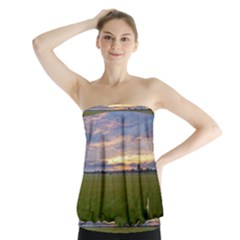 Landscape Sunset Sky Sun Alpha Strapless Top by Nexatart