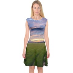 Landscape Sunset Sky Sun Alpha Capsleeve Midi Dress by Nexatart