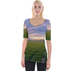 Landscape Sunset Sky Sun Alpha Wide Neckline Tee