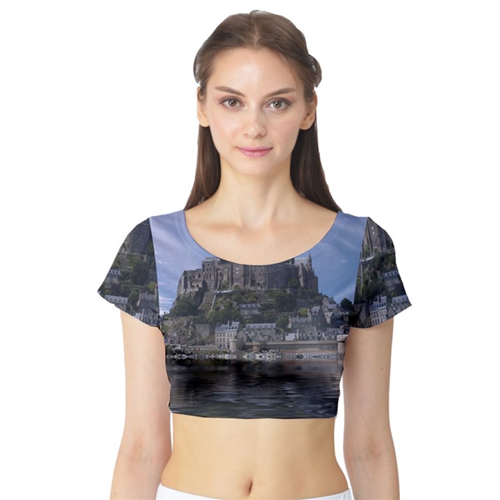 Mont Saint Michel France Normandy Short Sleeve Crop Top (Tight Fit)