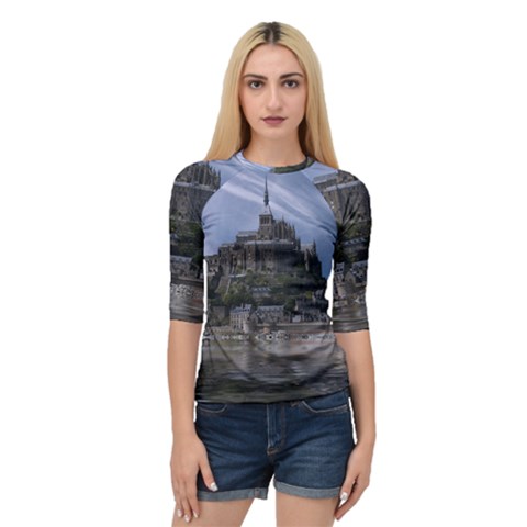 Mont Saint Michel France Normandy Quarter Sleeve Raglan Tee by Nexatart