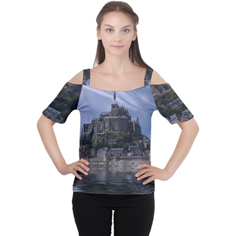 Mont Saint Michel France Normandy Cutout Shoulder Tee by Nexatart