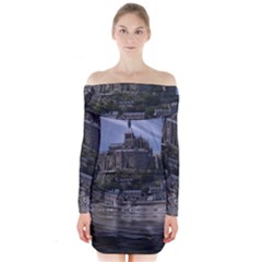 Mont Saint Michel France Normandy Long Sleeve Off Shoulder Dress by Nexatart