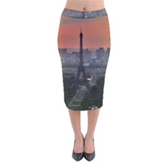 Paris France French Eiffel Tower Velvet Midi Pencil Skirt by Nexatart