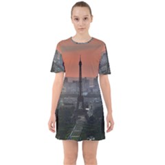 Paris France French Eiffel Tower Sixties Short Sleeve Mini Dress by Nexatart