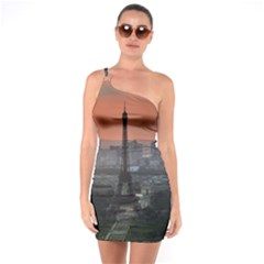 Paris France French Eiffel Tower One Soulder Bodycon Dress