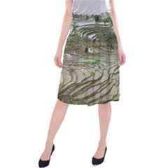 Rice Fields Terraced Terrace Midi Beach Skirt by Nexatart