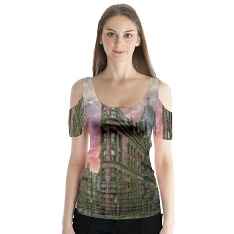 Flat Iron Building Toronto Ontario Butterfly Sleeve Cutout Tee  by Nexatart