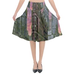 Flat Iron Building Toronto Ontario Flared Midi Skirt