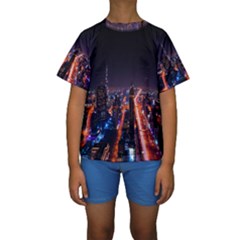 Dubai Cityscape Emirates Travel Kids  Short Sleeve Swimwear by Nexatart