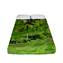 Greenery Paddy Fields Rice Crops Fitted Sheet (full/ Double Size) by Nexatart