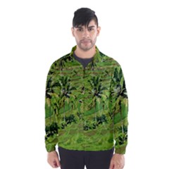 Greenery Paddy Fields Rice Crops Wind Breaker (men) by Nexatart