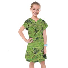 Greenery Paddy Fields Rice Crops Kids  Drop Waist Dress