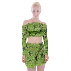 Greenery Paddy Fields Rice Crops Off Shoulder Top With Skirt Set by Nexatart