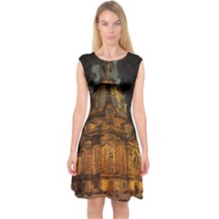 Dresden Frauenkirche Church Saxony Capsleeve Midi Dress by Nexatart