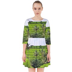 Bali Rice Terraces Landscape Rice Smock Dress by Nexatart