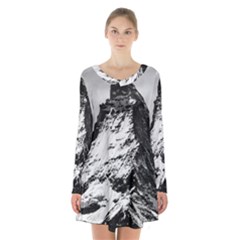 Matterhorn Switzerland Mountain Long Sleeve Velvet V-neck Dress by Nexatart