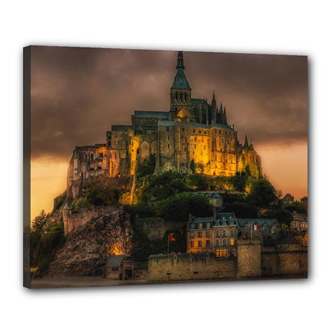 Mont St Michel Sunset Island Church Canvas 20  X 16  by Nexatart