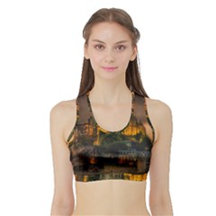 Mont St Michel Sunset Island Church Sports Bra With Border by Nexatart