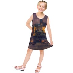 Mont St Michel Sunset Island Church Kids  Tunic Dress by Nexatart