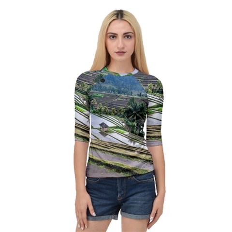 Rice Terrace Rice Fields Quarter Sleeve Raglan Tee by Nexatart