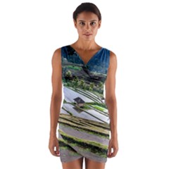 Rice Terrace Rice Fields Wrap Front Bodycon Dress by Nexatart