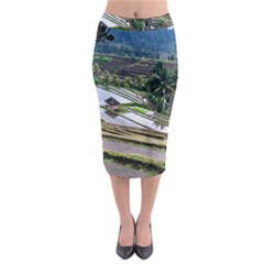 Rice Terrace Rice Fields Midi Pencil Skirt by Nexatart