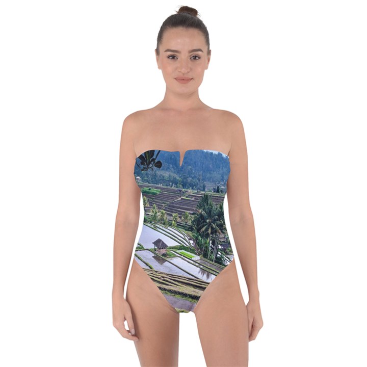 Rice Terrace Rice Fields Tie Back One Piece Swimsuit