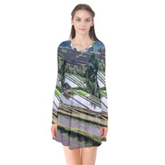 Rice Terrace Rice Fields Flare Dress by Nexatart