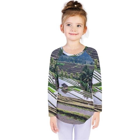 Rice Terrace Rice Fields Kids  Long Sleeve Tee by Nexatart