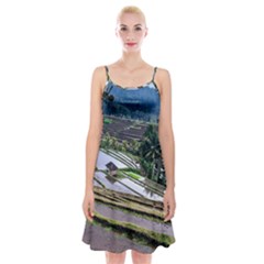 Rice Terrace Rice Fields Spaghetti Strap Velvet Dress by Nexatart