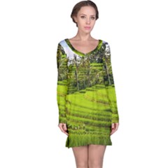 Rice Terrace Terraces Long Sleeve Nightdress by Nexatart