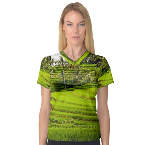 Rice Terrace Terraces V-neck Sport Mesh Tee by Nexatart