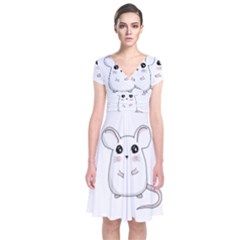 Cute Mouse Short Sleeve Front Wrap Dress by Valentinaart