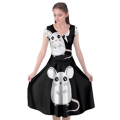 Cute Mouse Cap Sleeve Wrap Front Dress