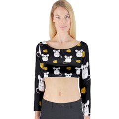 Cute Mouse Pattern Long Sleeve Crop Top by Valentinaart