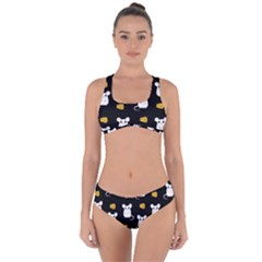 Cute Mouse Pattern Criss Cross Bikini Set