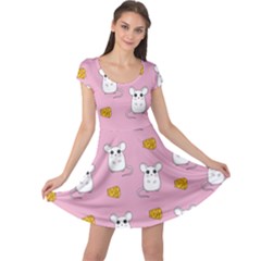 Cute Mouse Pattern Cap Sleeve Dress by Valentinaart