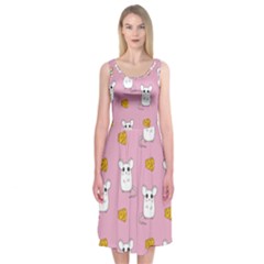 Cute Mouse Pattern Midi Sleeveless Dress by Valentinaart